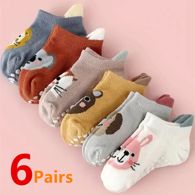 Unisex Baby Socks Non Slip - 6Pairs/Lot Newborn Baby Socks Kids Boys