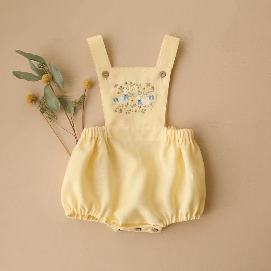 Countryside Style 2026 Summer  - đánh giá và giá Baby Summer Linen Sleeveless Jumpsuit