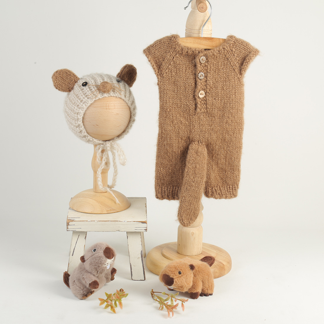 Knitted Beaver Newborn Photogr - đánh giá và giá Infant Photography Props Outfit